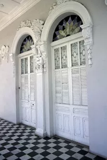 Puerto Rico, Ponce. Historic District and houses from 19th Century; doors with stucco decorations
