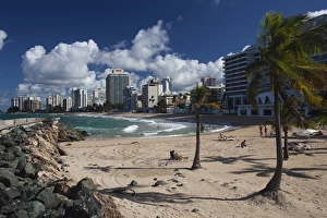 Puerto Rico, San Juan, Condado, Condado high rise buildings and Condado Beach