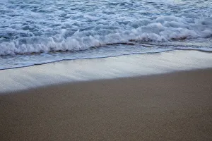 Crashing Prints: Puerto Rico, San Juan. Waves coming up on the beach