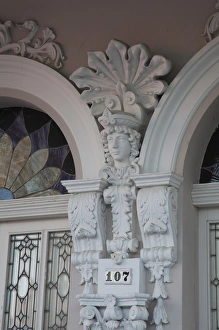 Puerto Rico, South Coast, Ponce, Reina Isabel Street, house detail