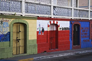 Puerto Rico, Vieques, Isabela Segunda. Colorful town shop fronts