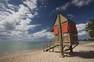 Lifeguard Prints: Puerto Rico, West Coast, Boqueron, Balneario Boqueron beach, lifeguard hut