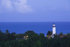 Images Dated 16th December 2009: Puerto Rico, West Coast, Rincon, Punta Higuero Lighthouse, elevated view, dawn