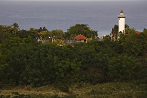 Puerto Rico, West Coast, Rincon, Punta Higuero Lighthouse, elevated view, dawn