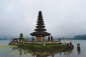 Indonesian Prints: Pura Ulun Danu Bratan water temple, Bali island, Indonesia