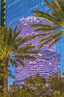 Illuminated Prints: Purple building downtown, Miami, Florida