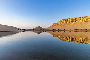 Egypt Prints: Qarun Lake, Faiyum Oasis, Egypt. Reflections in Qarun Lake in the desert