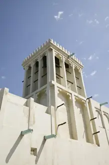 Qatar, Ad Dawhah, Doha. Heritage House Museum- Traditional Badgir (Wind Tower) built