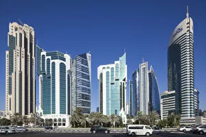 Qatar Gallery: Qatar, Doha, Doha Bay, West Bay Skyscrapers, morning