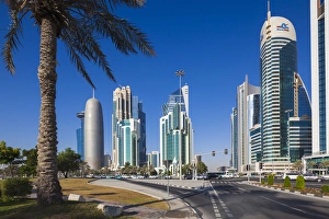 Qatar Collection: Qatar, Doha, Doha Bay, West Bay Skyscrapers, morning