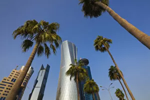 Qatar Gallery: Qatar, Doha, Doha Bay, West Bay Skyscrapers from the Corniche, morning