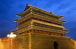 Dynasty Prints: Qianmen Gate Zhengyang Men Looking at Arrow Tower Tiananmen Square Beijing, China