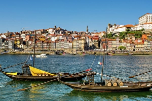 New Images March 2024 Part 3 Prints: Rabelo boats on the Douro River, Porto, Portugal. (Editorial Use Only)