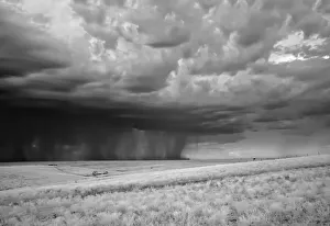 Flint Hills Prints: Rain shafts leading the way for a Kansas Flint Hills storm