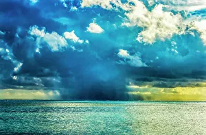 Lagoon Prints: Rain storm cloud, Moorea, Tahiti