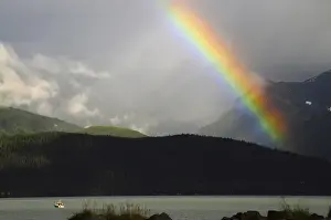 Rainy Prints: Rainbow over Seward and Resurrection Bay; Seward; Alaska; USA