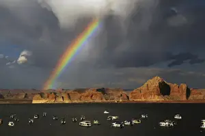 Luminous Prints: Rainbow over Wahweap Marina; Lake Powell; Glen Canyon National Recreation Area; Page