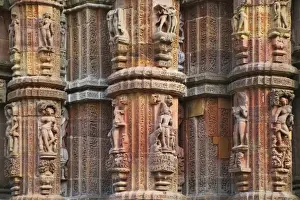 Orissa Prints: Raja Rani Mandir (1100 AD), ornate bas relief sculpture, Bhubaneswar, Orissa, India