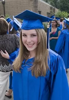 Images Dated 14th June 2007: Randolph, New Jersey. Model released 8th grade girl at graduation ceremony in graduation robe