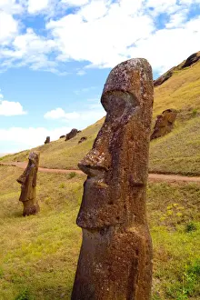 Images Dated 7th March 2002: Rano Raraku Statues Easter Island during Tapati Festival Rapa Nui