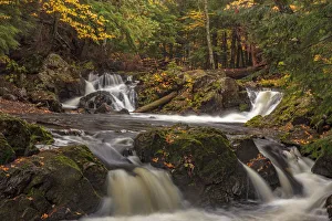 Rapids and autumn leaves along the Little Carp River in Porcupine Mountains Wilderness