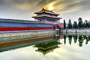 Pavilion Prints: Rear Gate Heavenly Purity, Forbidden City moat, Beijing, China