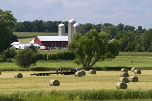 Wisconsin Prints: Red barn and farmland along U. S. Highway 10 near Brilliion, Wisconsin, USA