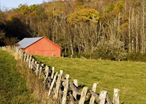 South East Prints: Red barn and fencerow