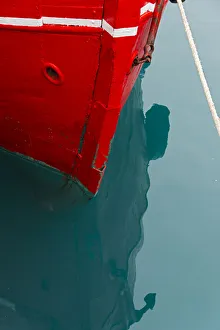 Greenland Collection: Red boat on the ocean, Narsarsuaq, Greenland