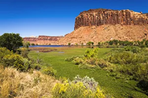 Landscape Prints: Red cliffs above the Dugout Reservoir, Indian Creek Canyon, Utah