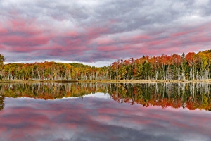 Michigan Prints: Red Jack Lake and sunrise reflection, Alger County, Upper Peninsula of Michigan