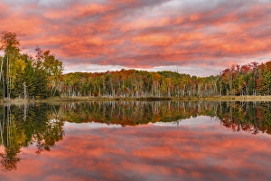 Red Jack Lake and sunrise reflection, Alger County, Upper Peninsula of Michigan