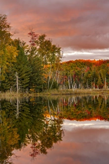 Red Jack Lake and sunrise reflection, Alger County, Upper Peninsula of Michigan