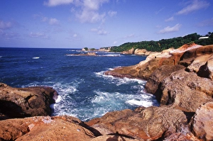 Geological Formation Prints: Red Rock, Pointe Baptiste, Calibishie, Northern Coast, Dominica, Caribbean