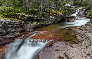 Montana Prints: Red rocked Virginia Creek in Glacier National Park, Montana, USA