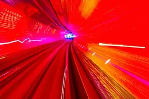 Shanghai Prints: Red Yellow Rail Abstract Underground Railway Pudong Bund Shanghai China Shanghai China