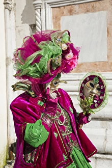 Carnival Prints: Reflection in mirror Venice at Carnival Time, Italy