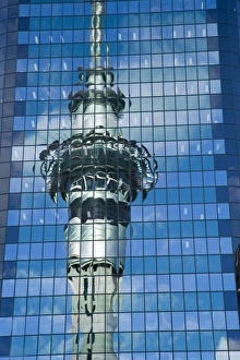 Images Dated 28th November 2006: Reflection of Skytower in Office Building, Auckland, North Island, New Zealand