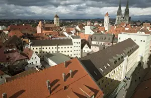 Romanesque Prints: REGENSBURG18290-2012-BARTRUFF. CR2 - Roof top view of Old Town Regensburg, Germany
