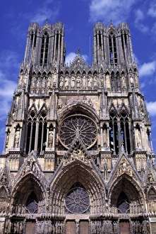 Reims Cathedral, a World Heritage Site, in Marne Department, France, is the traditional