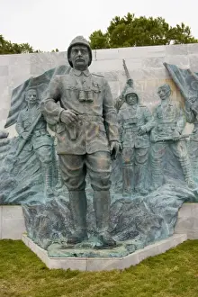 Relief and statue depicting Mustafa Kemal Ataturk commanding the Dardanelles Campaign of WW1