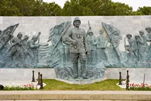 Hero Prints: Relief and statue depicting Mustafa Kemal Ataturk commanding the Dardanelles Campaign of WW1