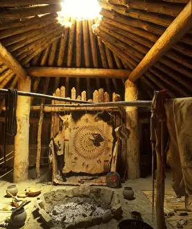 Replica Prints: Replica Mandan Lodge at Knife River Indian Villages National Historical Site in North
