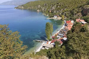 Macedonia Gallery: Republic of Macedonia, Ohrid and Lake Ohrid, coastline, beach areas, rocky cliffs