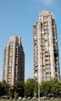 Cable Prints: REPUBLIC OF SERBIA. BELGRADE. Communist-era buildings. Soviet-style architecture