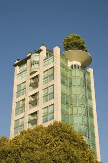 E O Reed Prints: Residential high-rise with roof garden including large mature tree, West End of Vancouver