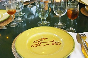 Coffee Prints: Restaurant Chez Philippe. Marseillan. Languedoc. France. Europe. Wine glass
