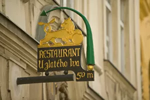 restaurant sign, Czech Republic, prague