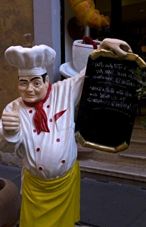 Rome Prints: Restaurant statue of chef in Rome Italy Europe