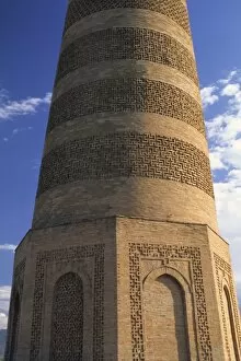 Restored 11th-century Karakhanid minaret called the Burana Tower in Kirghizstan
